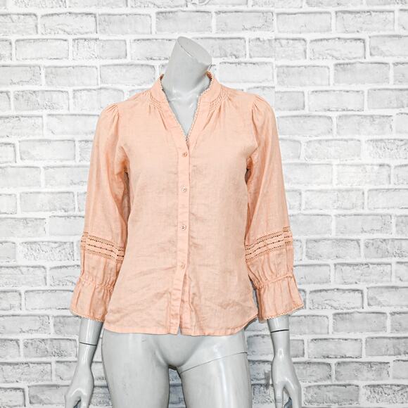 Loeffler Randall Women's 100% Linen Boho Blouse in peach size Small - Picture 1 of 10